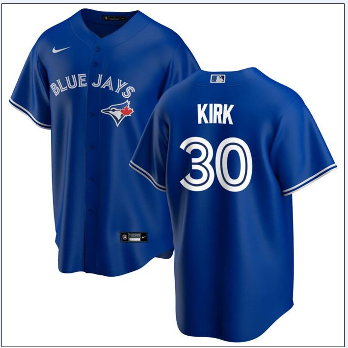 Men 2025 Toronto Blue Jays #30 Kirk Blue Nike MLB Jersey 01